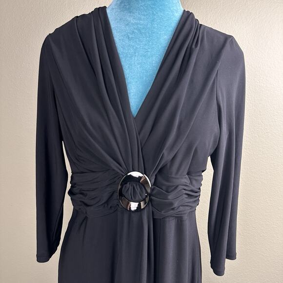 Jones of New York Dress Black Women 14 knee length ruched - Picture 2 of 14